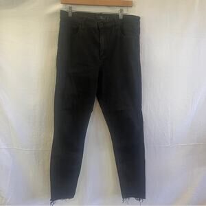 Lucky Brand Bridgette Skinny Black Jeans Womens Size 14 Raw Hem Basic Staple